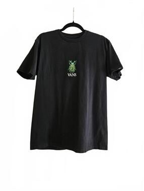 Vans Classic Fit Black T-Shirt with Green Beetle Graphic-Size Medium
